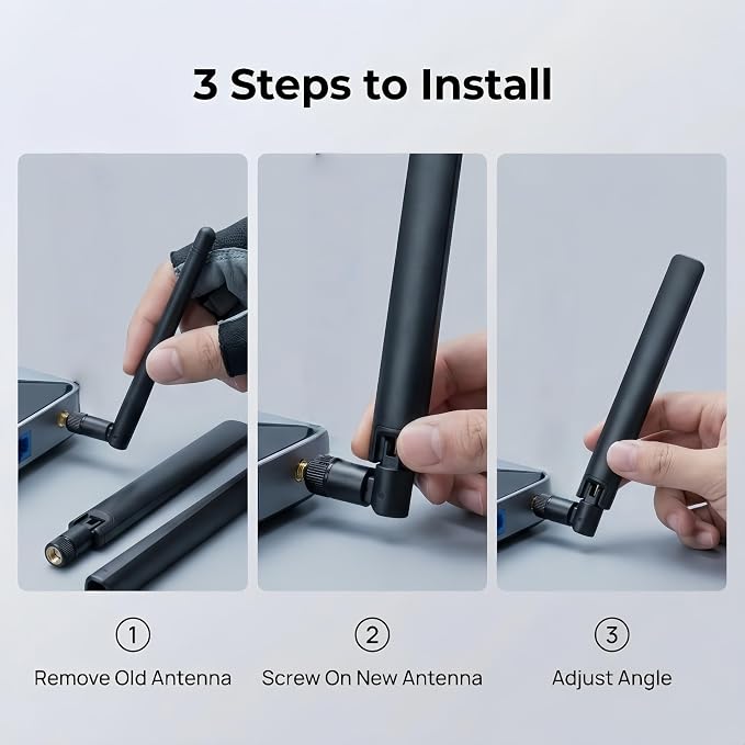 2X WiFi 6E Tri-Band Antenna 10dBi 2.4GHz/5GHz/5.8GHz High Gain MIMO RP-SMA Male - Image 6