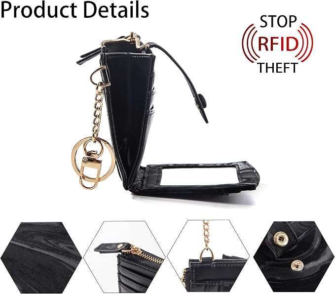 Keychain Wallet Wristlet Small Credit Card Holder Bracelet Key Chain Purse - Image 4