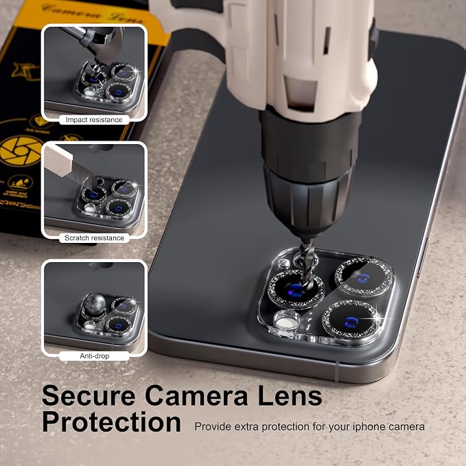 for 6 Pack iPhone 16 Pro/iPhone 16 Pro Max Camera Lens Protector 9H Tempered - Image 4