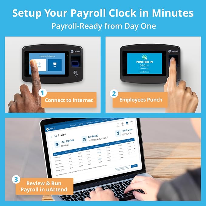 uAttend JP2000 Payroll Time Clock – Cloud Payroll Engine - Image 7