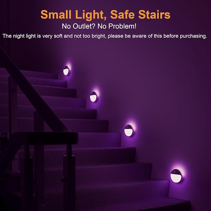 YUNLEX 2 Pack Purple Battery Night Light, Motion Activated Night Light - Image 2