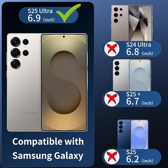 3 Pack Camera Lens Protector for Samsung Galaxy S25 Ultra, Tempered Glass - Image 2