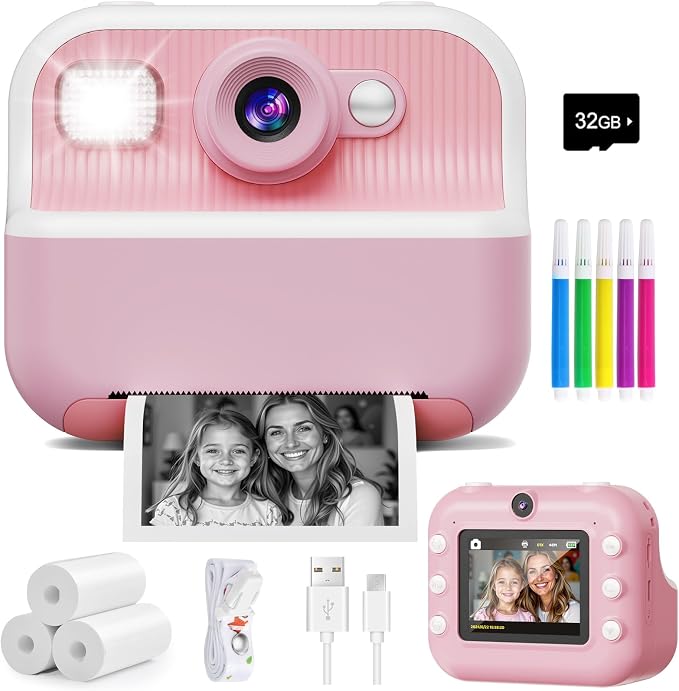 Instant Camera, Front Rear Dual Selfie Kids Camera by DUDUDRAGON