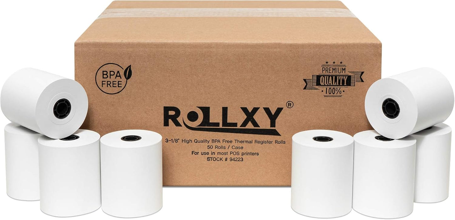 3 1/8 x 230 Thermal Paper Receipt Rolls (50 GSM - Solid Core) Fits All POS Cash Registers Printers, Clover Square Stations, Star Micronics SCP700, TSP100 BPA Free - Premium Grade (200 Rolls)