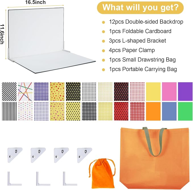 Meking 12Pcs 24Patterns Product Photography Backdrops Kit Small Photo Backdrop - Image 2