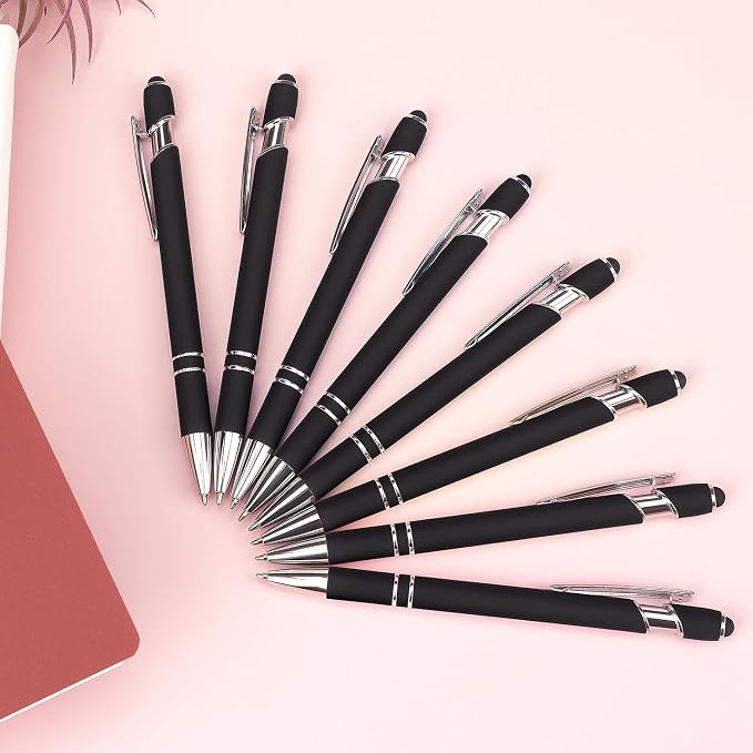Bribobo 8 Pack Black Ballpoint Pen 2-in-1 Stylus - Image 6