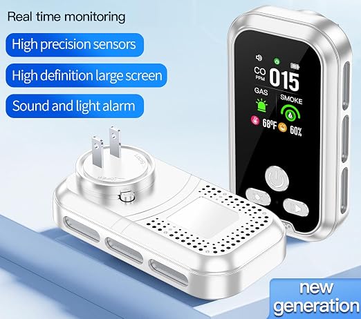 Plug in 6-in-1 Environment Detectors, HD Display Temperature Humidity Monitor - Image 3