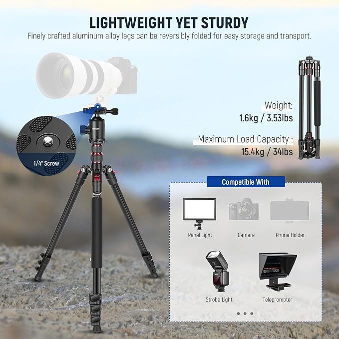 NEEWER 77” Camera Tripod Monopod - Image 2