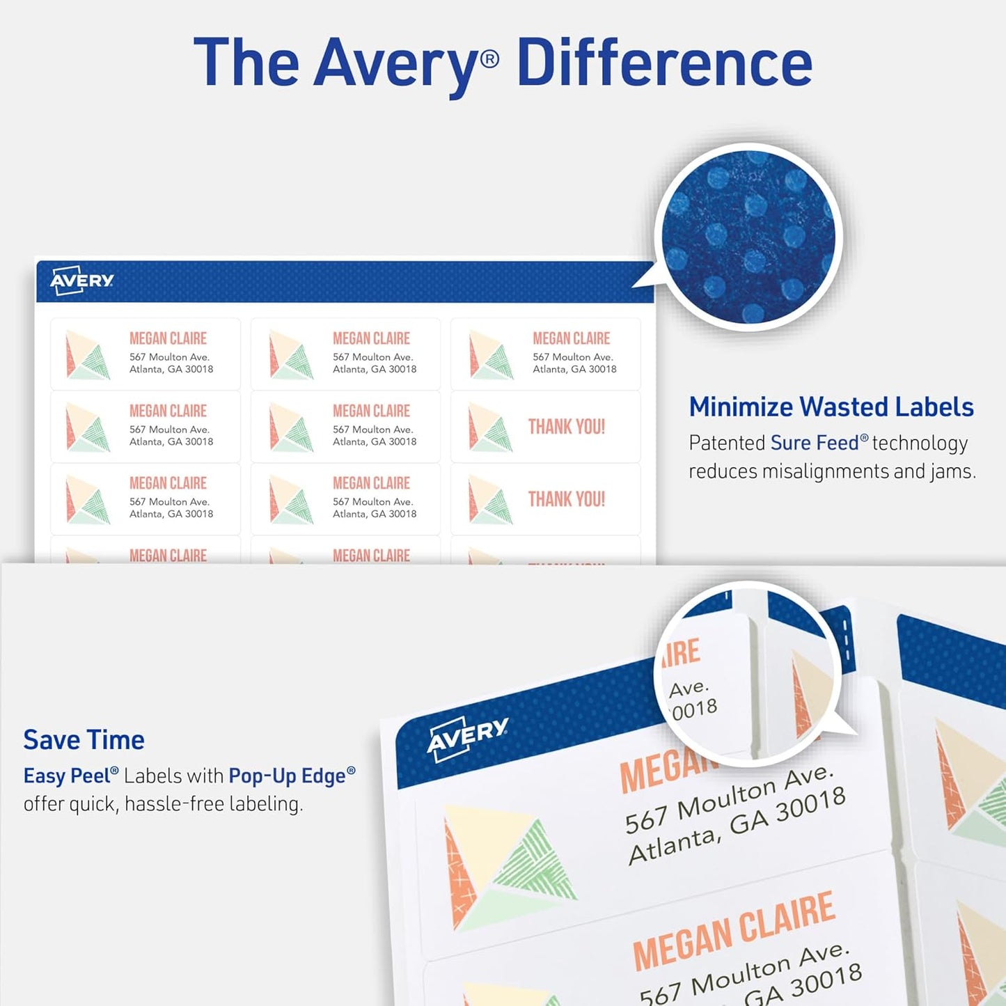 Avery Easy Peel Printable Address Labels with Sure Feed, 1" x 2-5/8" Customizable Stickers, White, 15,000, Great for Mailing, Shipping, and More (5-Pack of 5160)