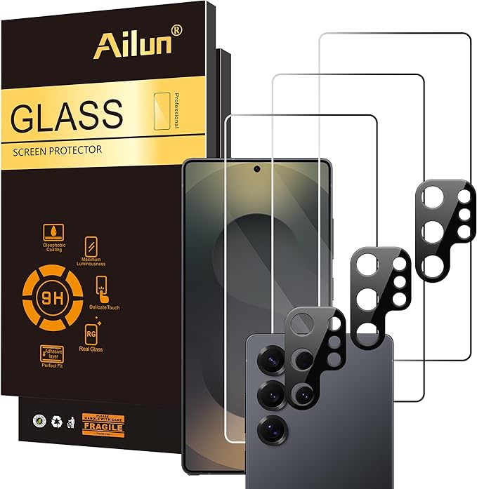 Ailun Glass Screen Protector for Galaxy S25 Ultra 3Pack + 3Pack Camera Lens by Ailun