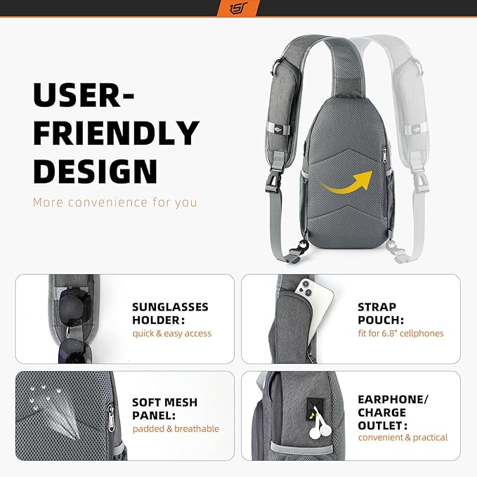SKYSPER Sling Bag RFID Crossbody Sling Backpack Cross Body Shoulder Bag Travel - Image 4