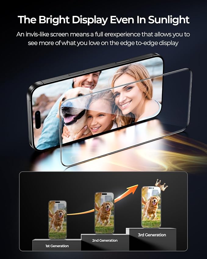 MRGLAS 4-Pack TOP 9H+ Glass for iPhone 16 Privacy Screen Protector UNBREAK - Image 7