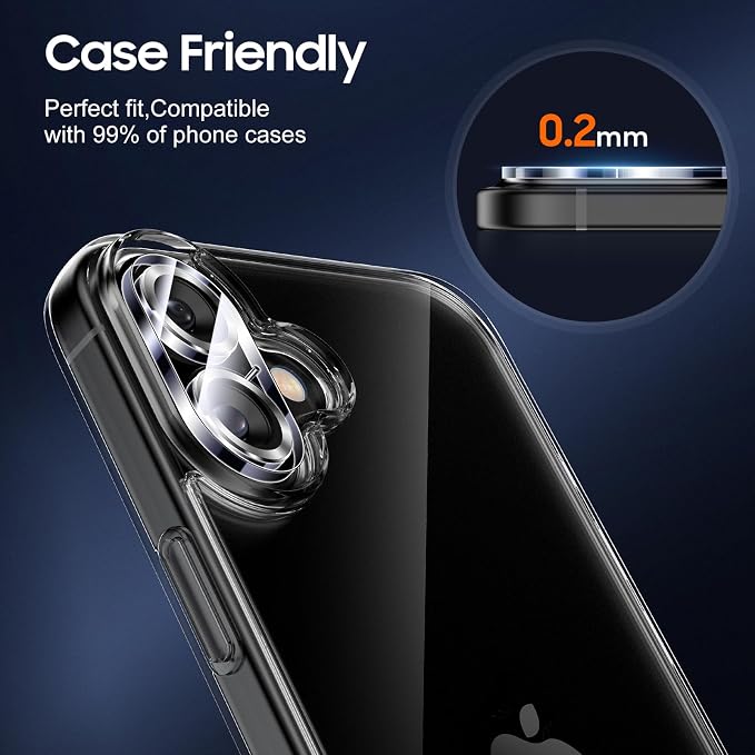 UniqueMe for 3 Pack iPhone 16 / iPhone 16 Plus/iPhone 17 Camera Lens Protector - Image 6