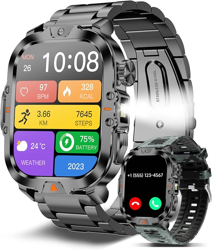 Smart Watch for Men Military Answer/Make Call 2.01″ Display 170+ Sports Modes by Home