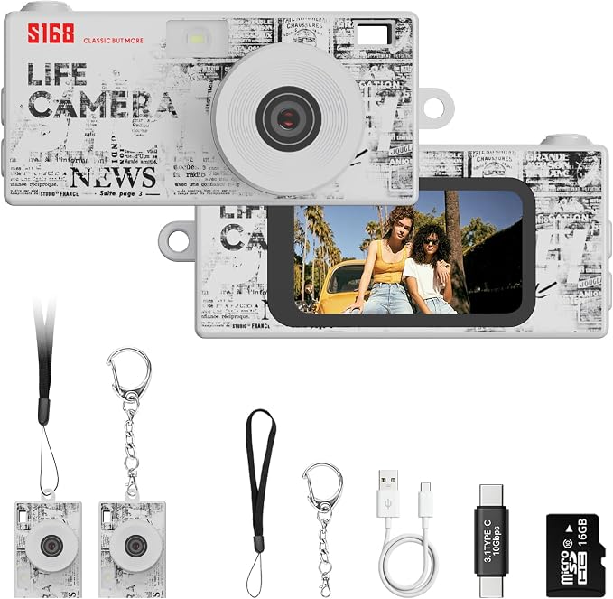Mini Keychain Digital Camera, 1440P Video, 2MP Photos, 16GB Card, Type C by Dienspeak