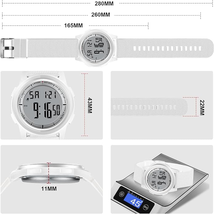 HANPOSH Mens Digital Watch Ultra Thin Minimalist Sports Waterproof Outdoor LED - Image 6