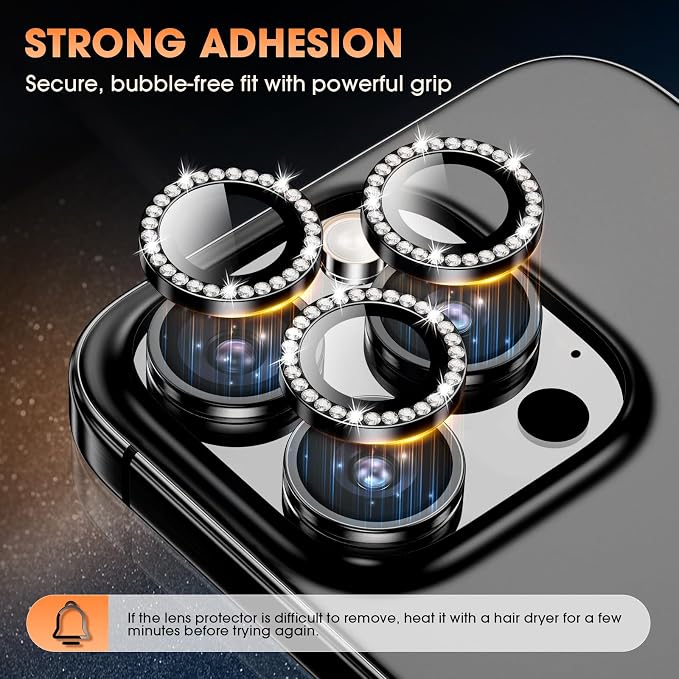 for iPhone 16 Pro/16 Pro Max Camera Lens Protector Bling Individual Metal - Image 4
