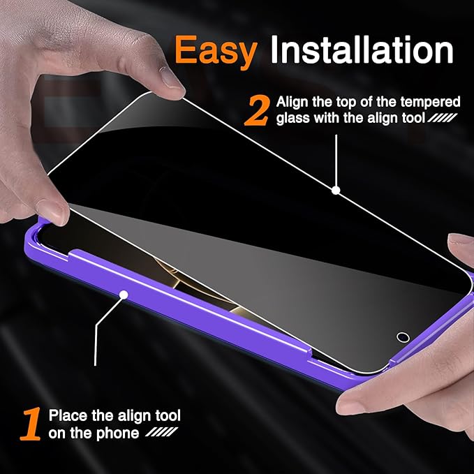 Wiaocit 3 Pack Tempered Glass Privacy Screen Protector - Image 3