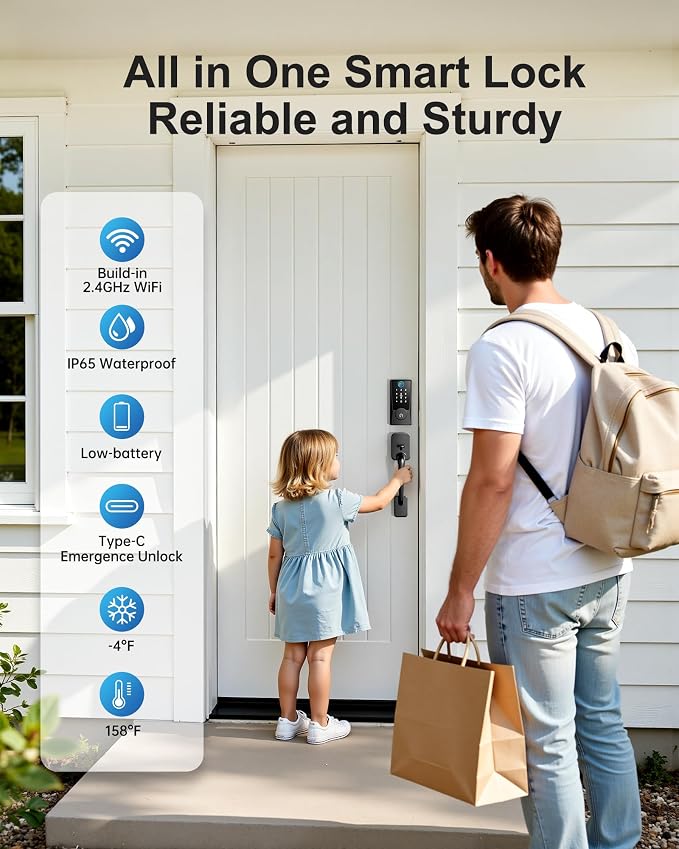 WiFi Smart Lock for Front Door, Built-in WiFi Deadbolt - Image 3