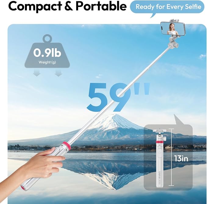 ULANZI MT-44B Phone Tripod, 360° Ball Head, Extendable Selfie Stick w Cold Shoe - Image 8