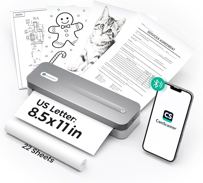 P1 Pro Portable Inkless Printer, 300 DPI Wireless Thermal Printing by CamScanner