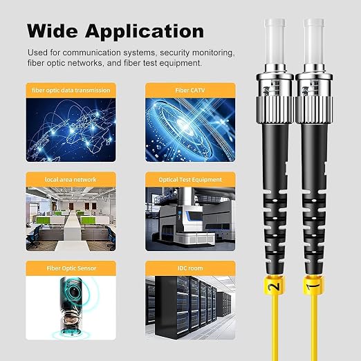 FiberPrime- OS2 ST to ST Single Mode Fiber Patch Cable, Duplex Singlemode - Image 7