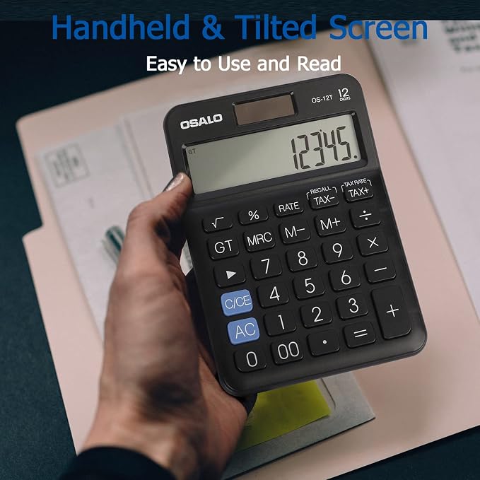 Pocket Small Size Desk Calculator, 12 Digit Large LCD Display, Basic Tax - Image 3