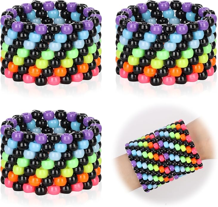 3/6 Pcs Rave Multi-layer Bracelets Stretch Rainbow Bracelets Multi Color Beaded by SMAODSGN