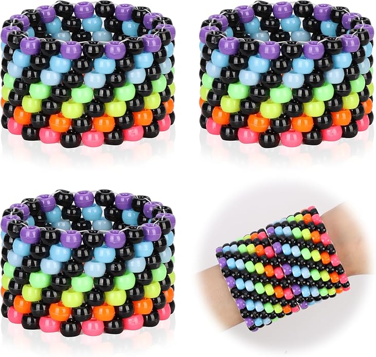 3/6 Pcs Rave Multi-layer Bracelets Stretch Rainbow Bracelets Multi Color Beaded by SMAODSGN