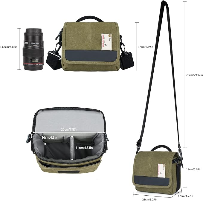 Besnfoto Camera Bag Small Crossbody Camera Shoulder Bag Purse Waterproof Canvas - Image 4