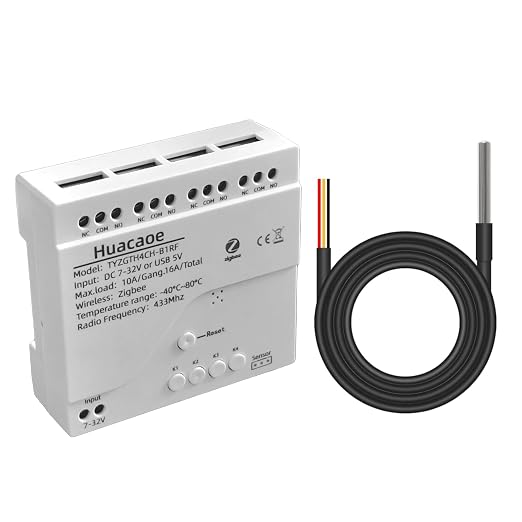 Zigbee 4CH Temperature Monitoring Switch, 12V Dry Contact Smart Relay Module by Unknown
