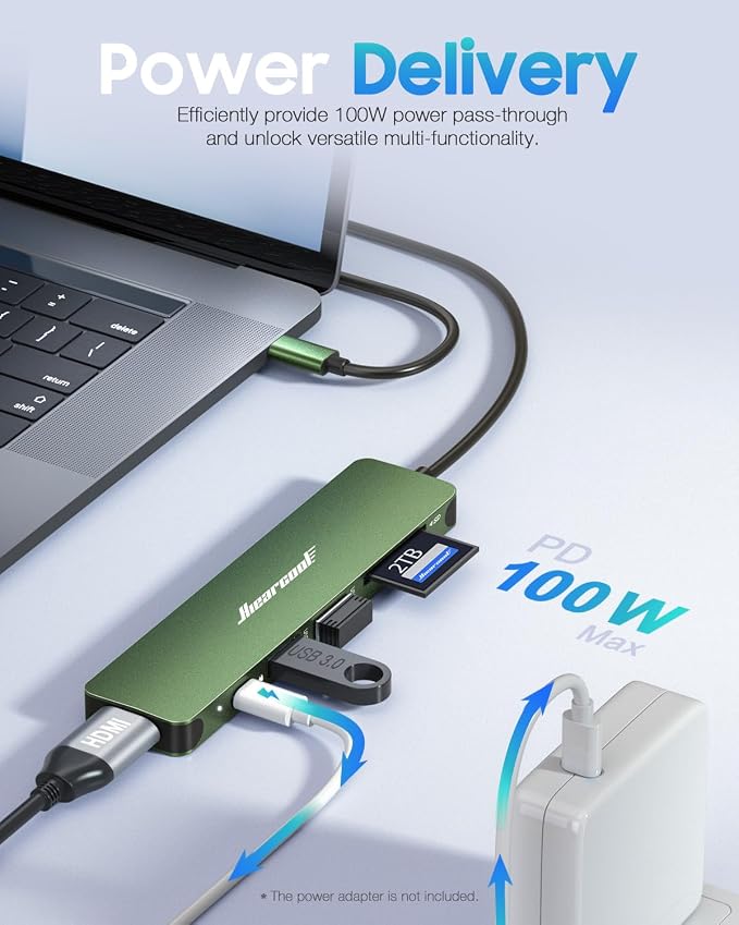 Hiearcool USB C Hub, USB-C Adapter, 7 in 1 USBC to HDMI Multi-Port Adapter - Image 3