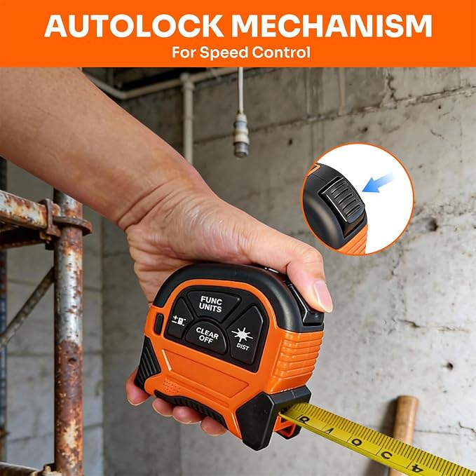 2-in-1 Laser Tape Measure, 197Ft Laser Measuring Tool & 16Ft Measuring Tape - Image 7