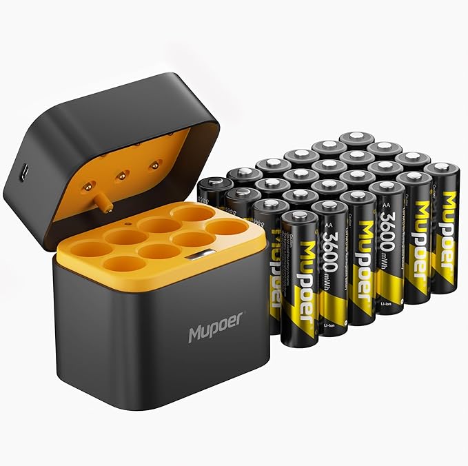 Rechargeable AA Lithium Batteries by Mupoer