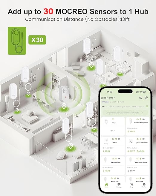 MOCREO WiFi Thermometer Freezer Alarm, Email Alert, App Notification, Data - Image 7