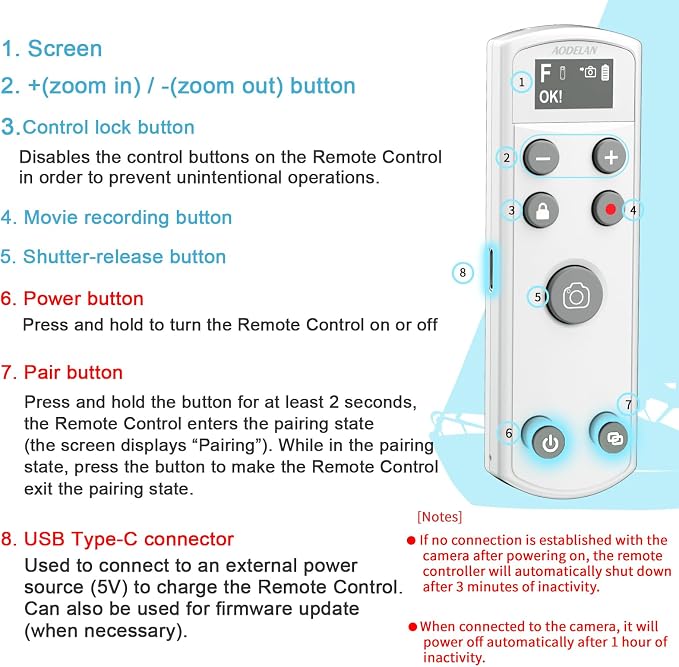 Remote Control for Fujifilm Camera, USB-C Rechargeable Wireless Shutter Release - Image 6