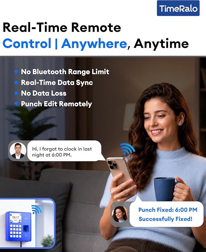 Cloud-Based Time Clock for Small Businesses, 3-in-1 Fingerprint Attendance - Image 2