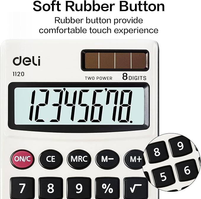 Calculator, Deli Standard Function Basic Calculators, Solar Battery Dual Power - Image 5