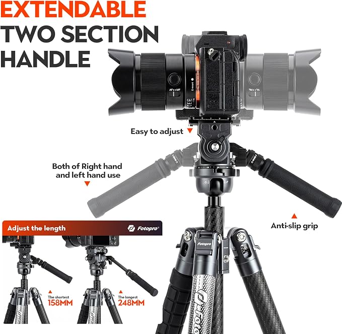 Fotopro Carbon Fiber Tripod 65 Inch Travel Tripod - Image 3