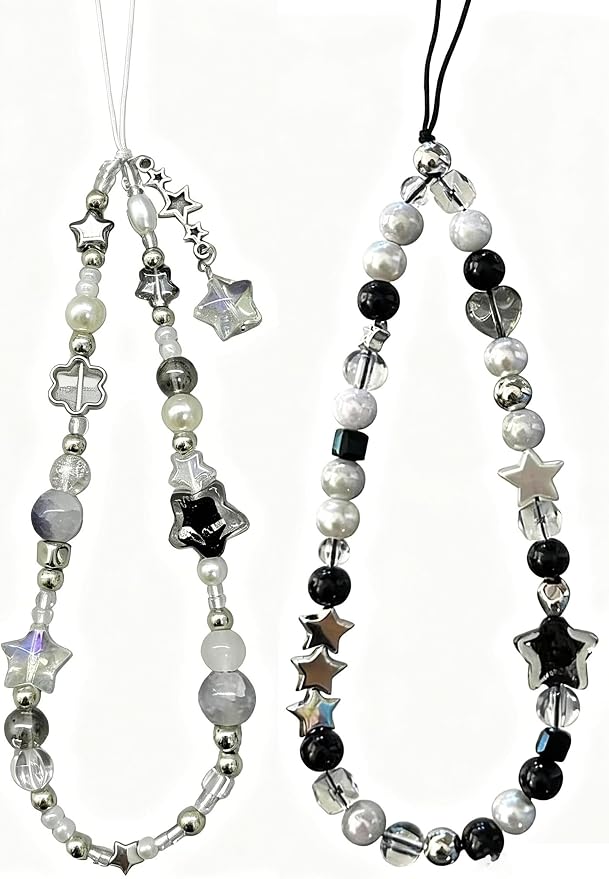 2 Pcs Phone Charm Strap Hand for iPhone Wrist Strap Camera Lanyard Pearl Beaded by Casecond