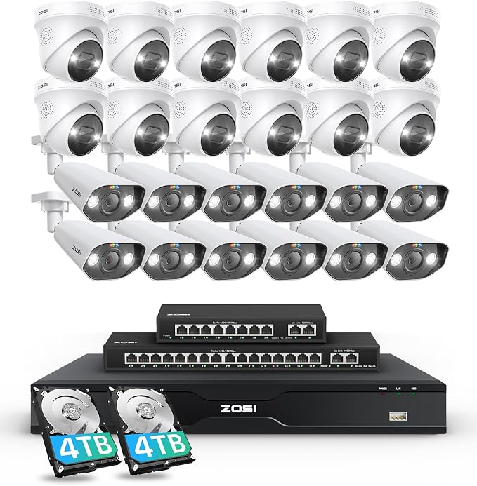 ZOSI 32CH 4K PoE Security Camera System, Face Person Vehicle Detection by ZOSI