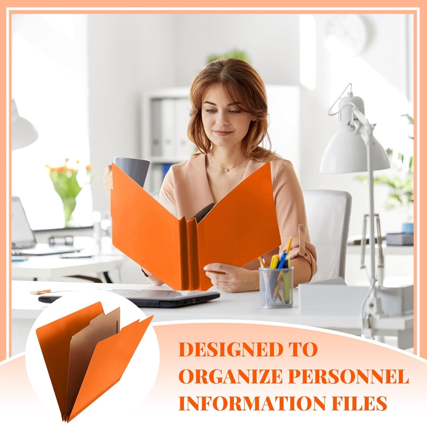 36 Pcs Classification Folders Letter Size, 1 Divider Pressboard File Folder with Fasteners, Expanding File Organizer Bulk for Teachers, Clergy, Office, Church, Christmas Donations (Orange)