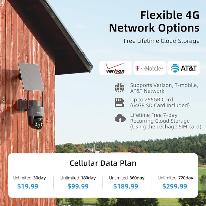 Techage 4G LTE Cellular Solar Security Camera Wireless Outdoor, 2.5K NO WiFi - Image 5