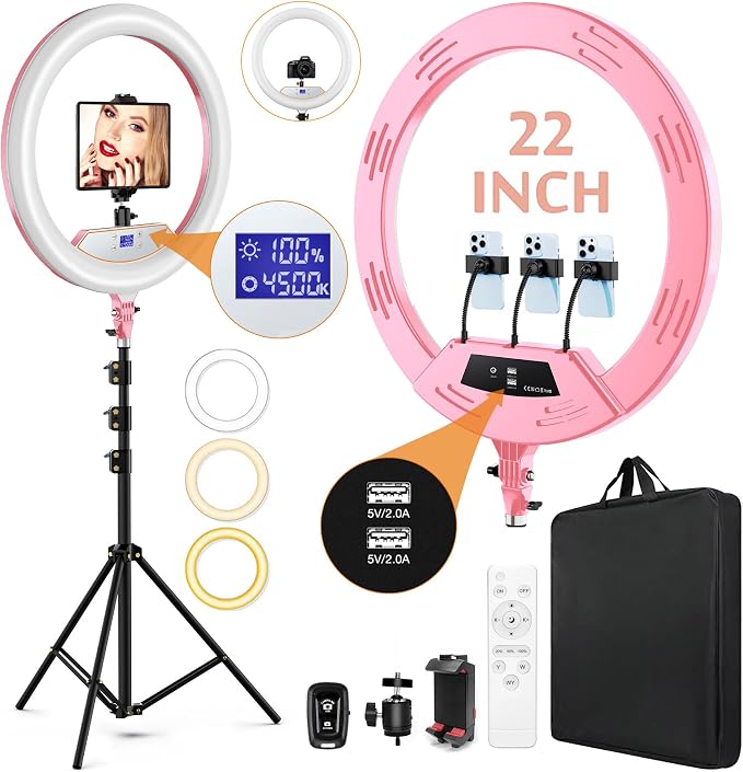 22"Ring Light with Stand, Ring Light Tripod by MACTREM