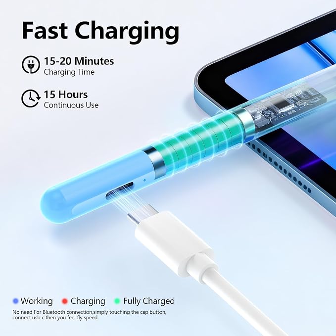 JAMJAKE Stylus Pen for iPad 6th-11th Generation-2X Fast Charge Active Pencil - Image 3