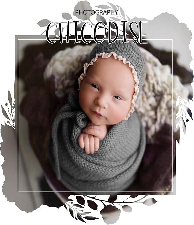 Newborn Photography Props Wraps & Ruffle Edge Bonnet - Image 3