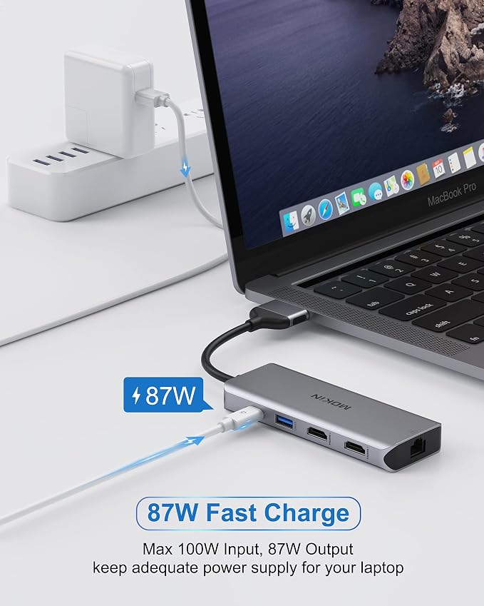 MacBook Pro Docking Station Dual Monitor MacBook Pro HDMI Adapter, 9 in 1 USB C - Image 6