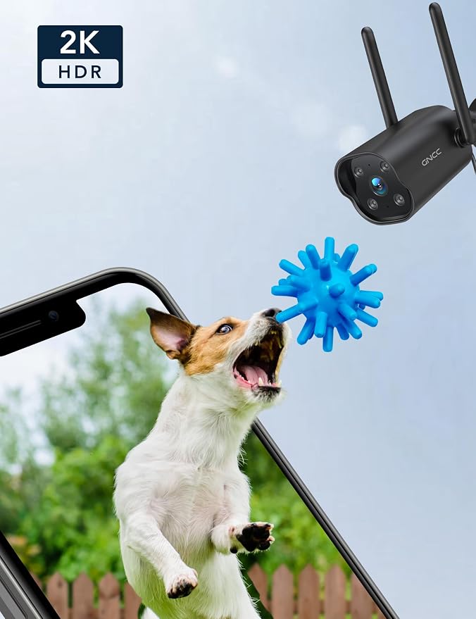 GNCC 2K Outdoor Security Camera, 24/7 Recording, 9.85ft Cord, No Battery - Image 2