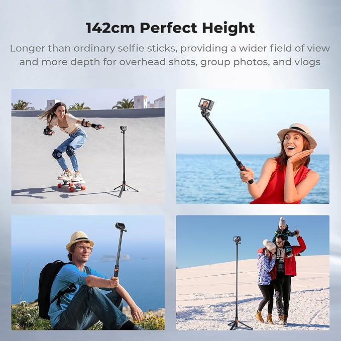 K&F CONCEPT 142cm/55.9" Telescopic Selfie Stick Tripod - Image 5