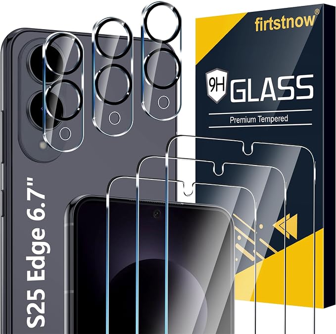 firtstnow 3 Pack for Samsung Galaxy S25 Edge Screen Protector Tempered Glass + by Unknown